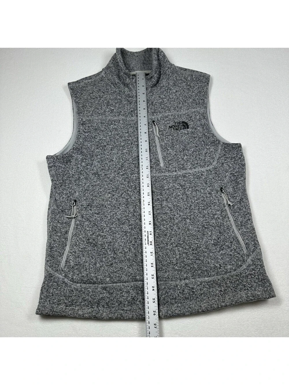 The North Face Mens Fill Zip Sweater Vest Fleece Lined Gray Heather Size Small
